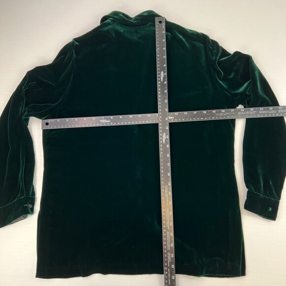 Vintage First Issue Button Up Women Medium Velour Shirt Silk Work Party Top Core - Picture 14 of 15